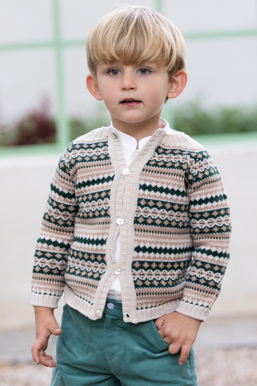 Chaqueta jacquard verde