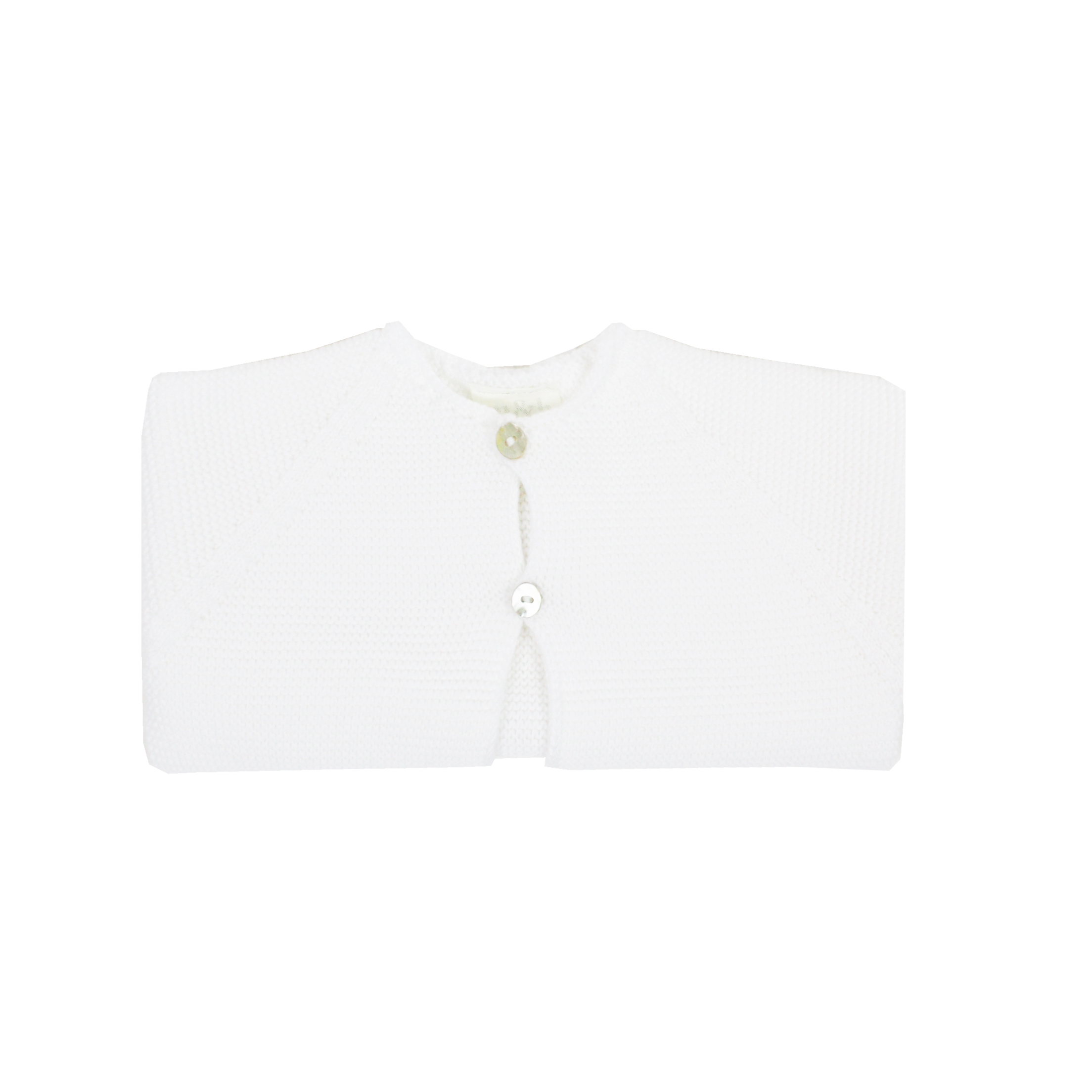 Chaqueta larga en punto perlé dos botones blanca
