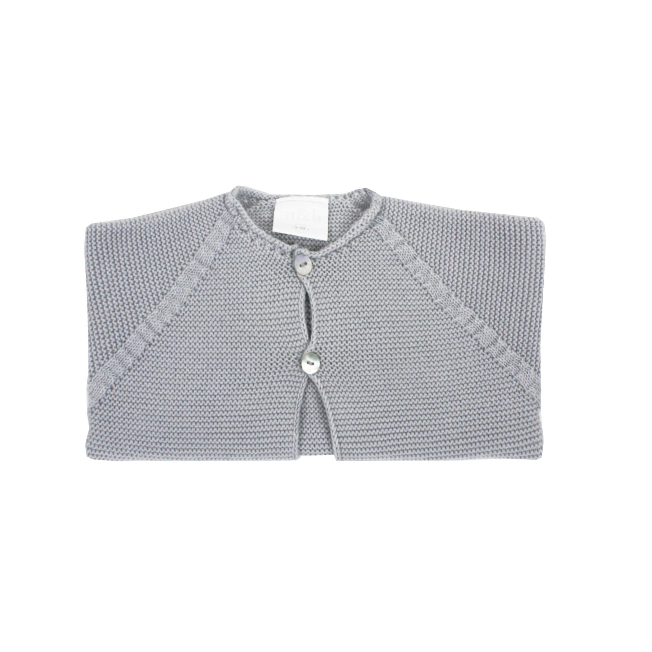 Chaqueta larga en punto perlé dos botones gris claro