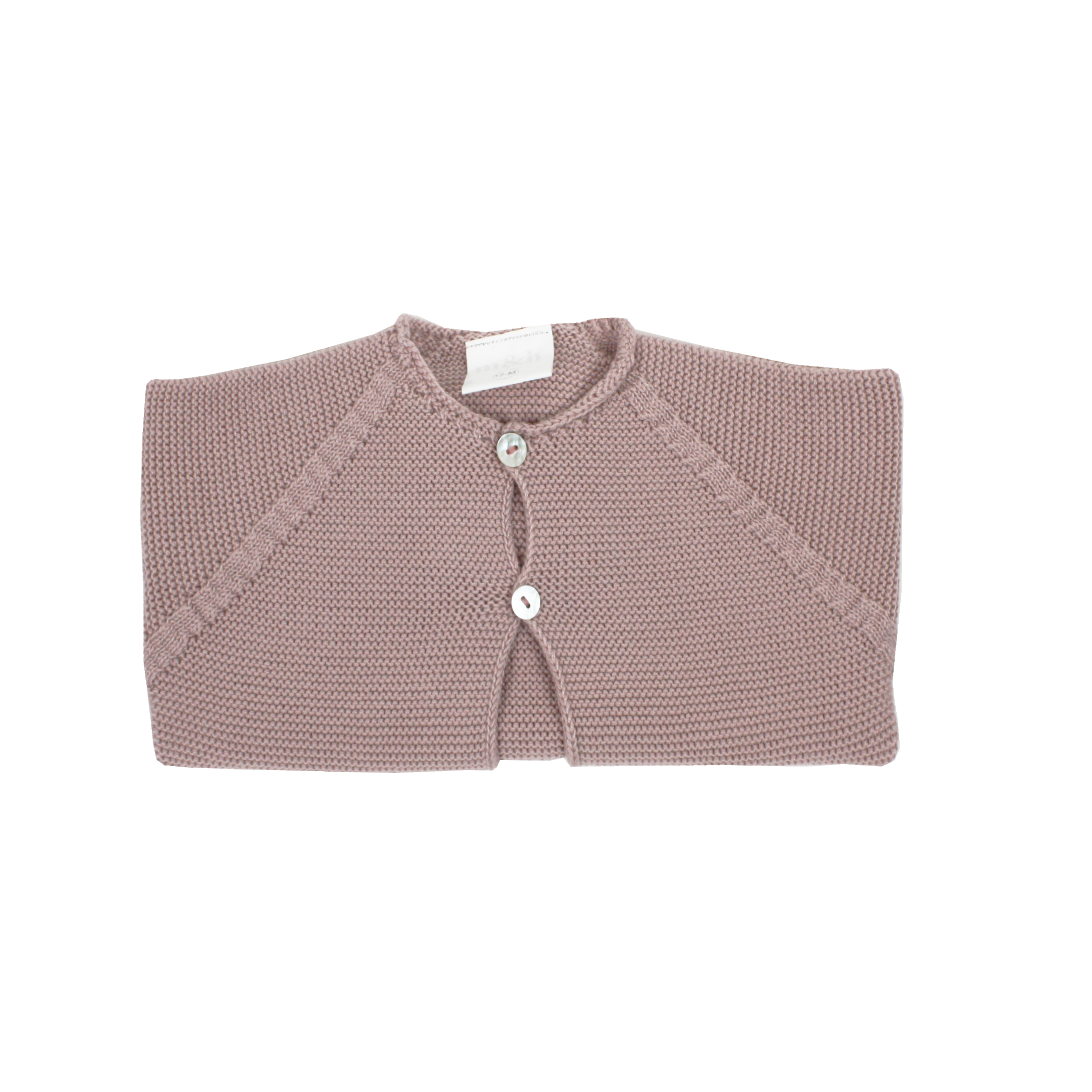 Chaqueta larga en punto perlé dos botones rosa palo