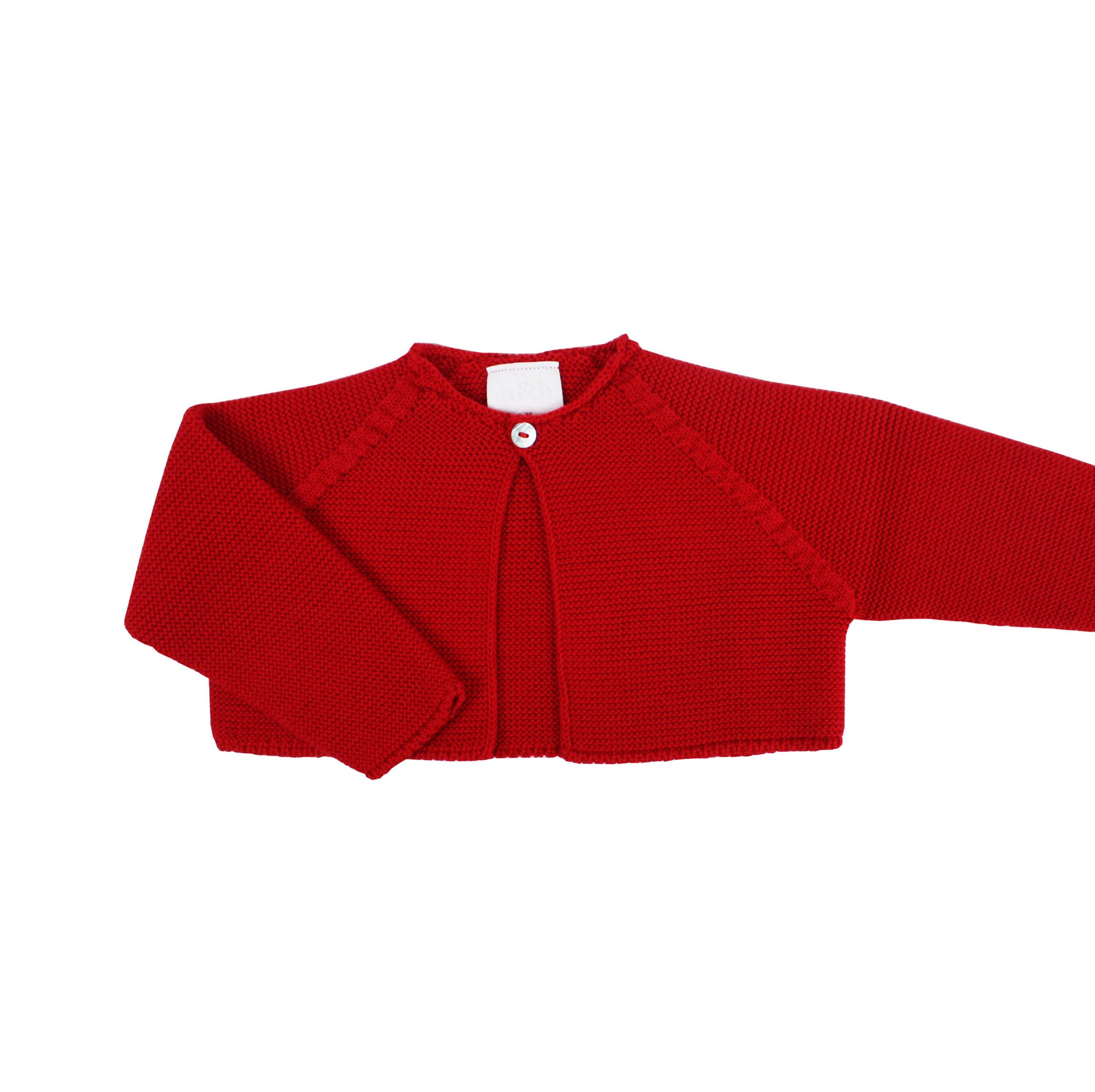 Chaqueta corta en punto perlé rojo