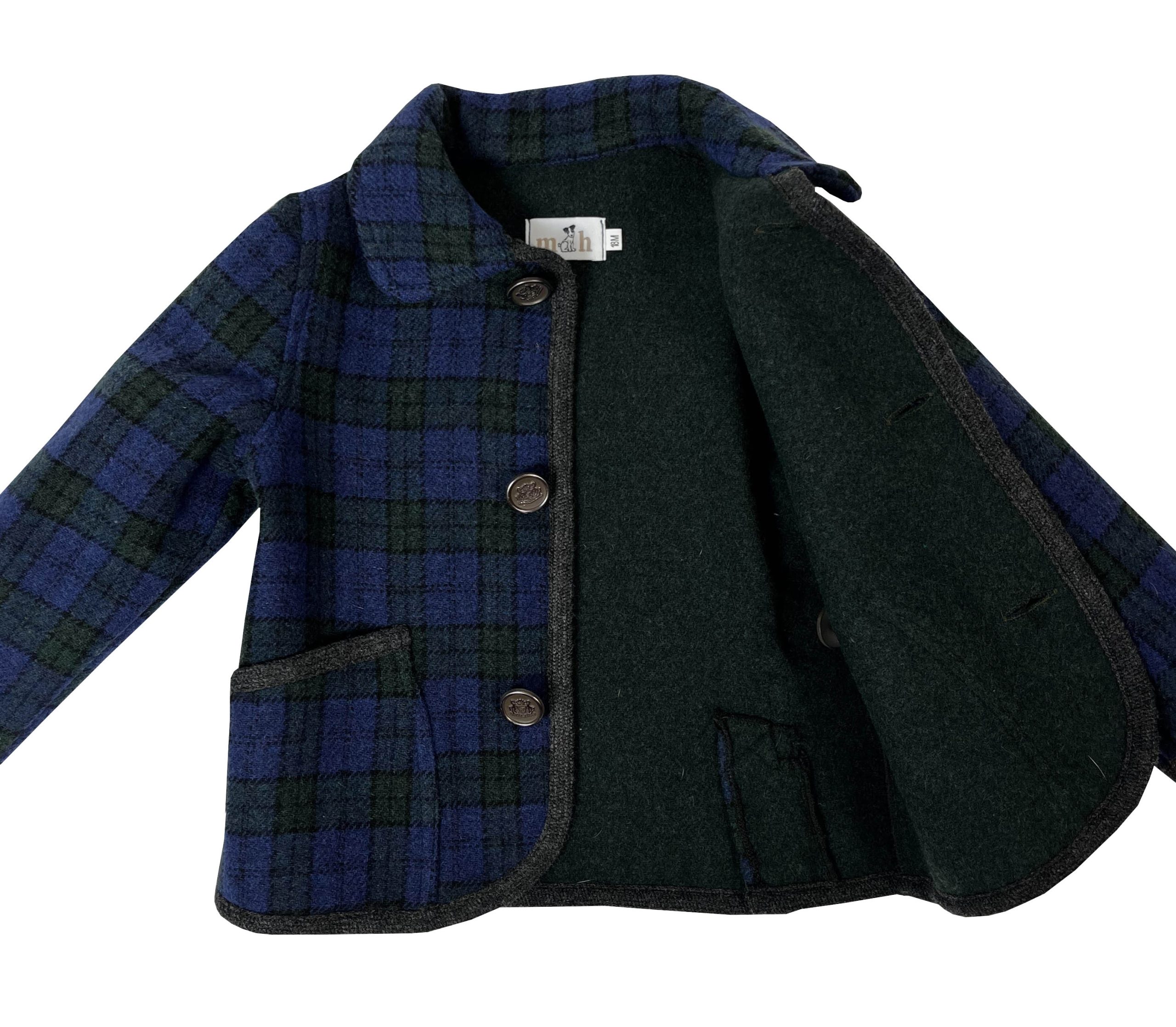 Chaquetón austriaco cuadro azul y verde