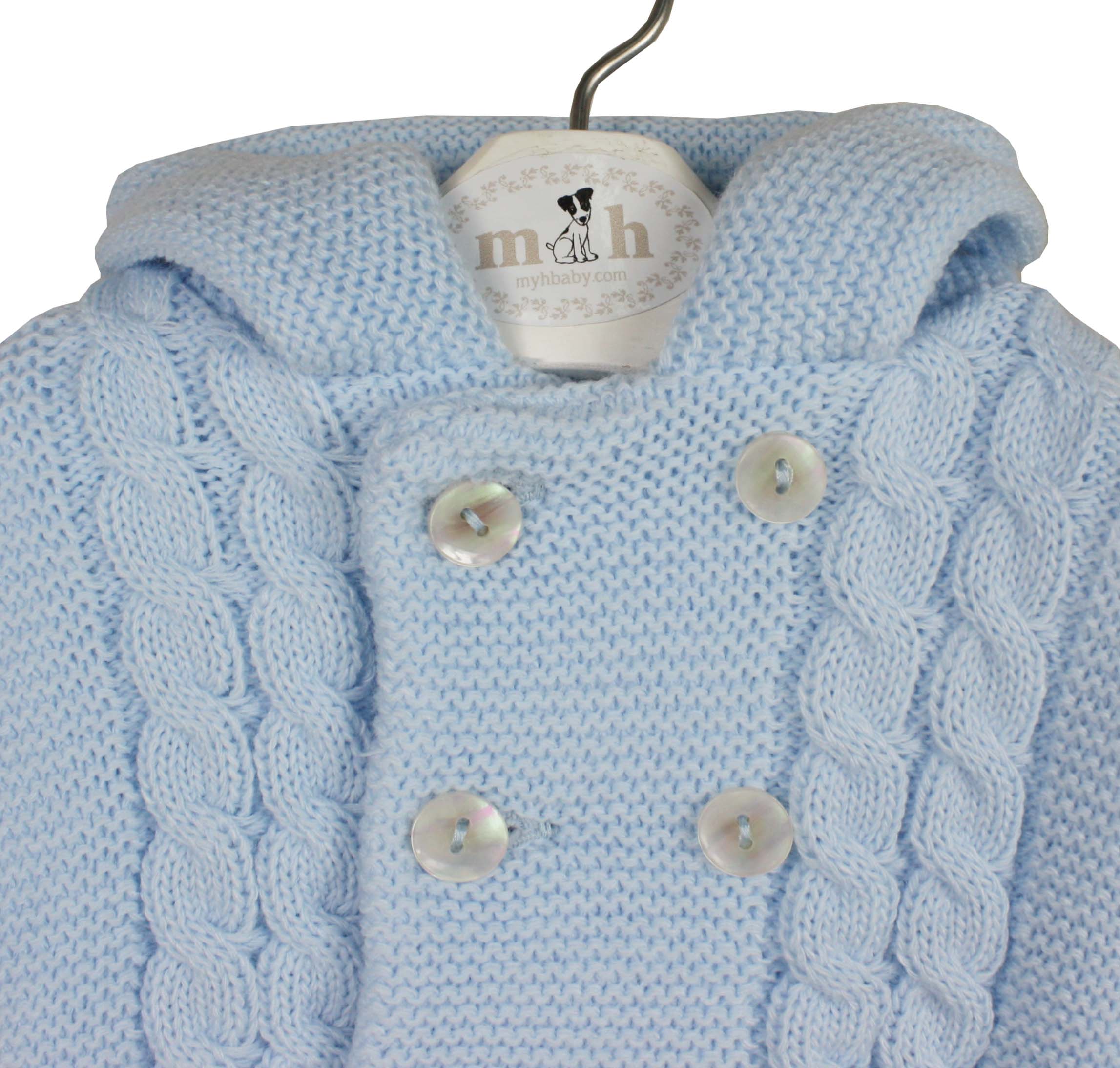 Chaquetón de punto con ochos celeste