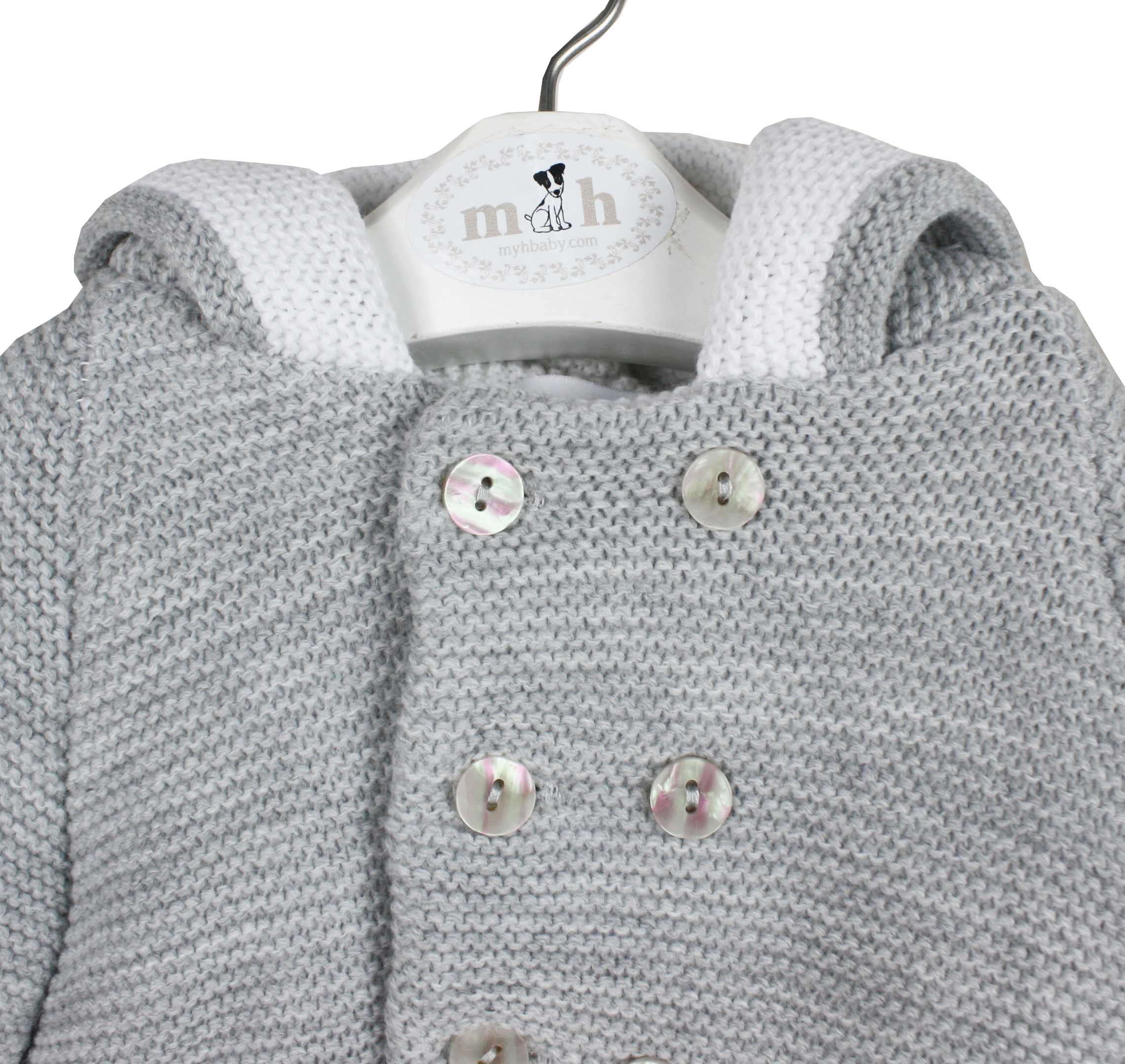 Chaquetón de punto gris con capucha
