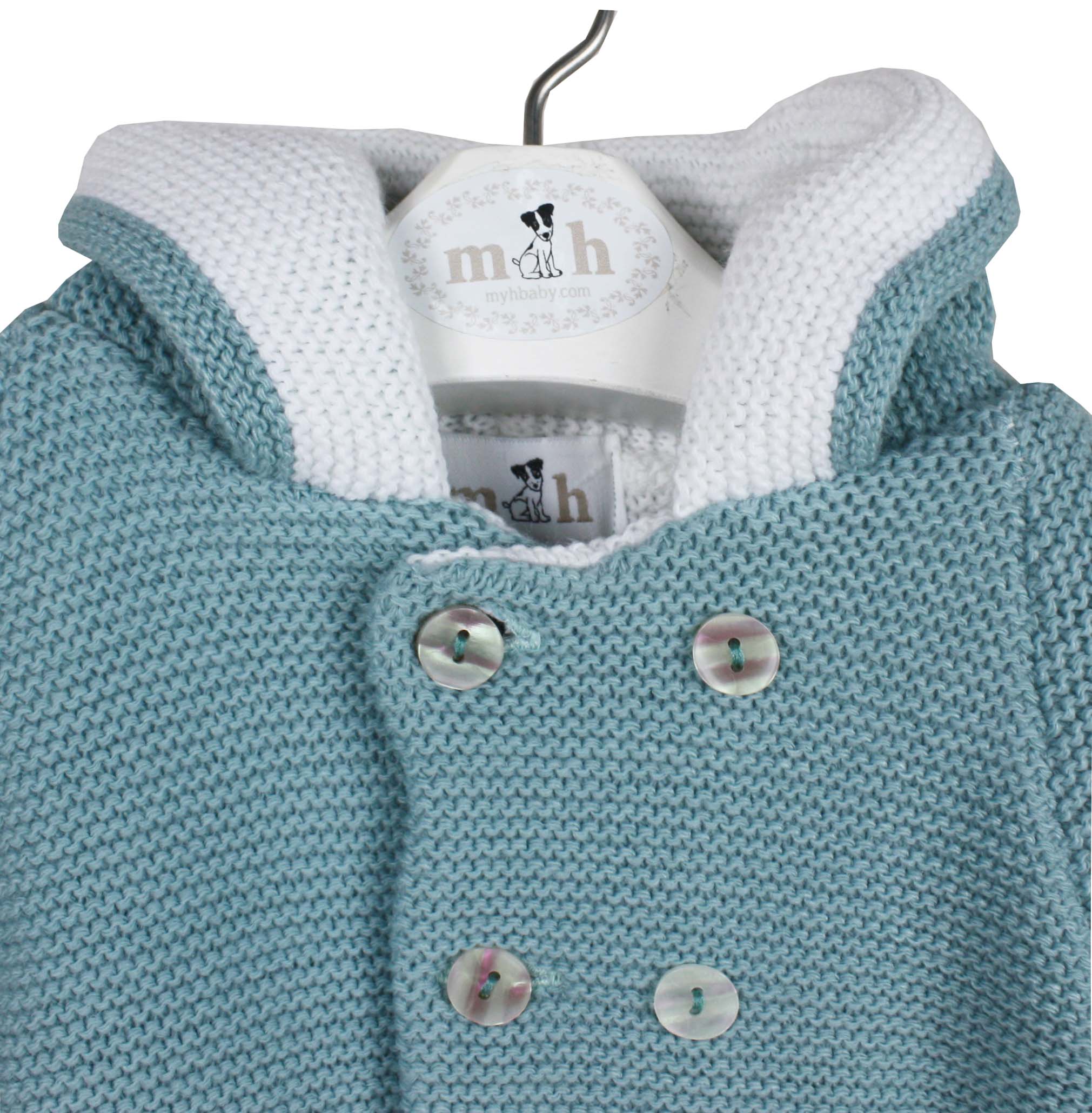 Chaquetón de punto verde con capucha