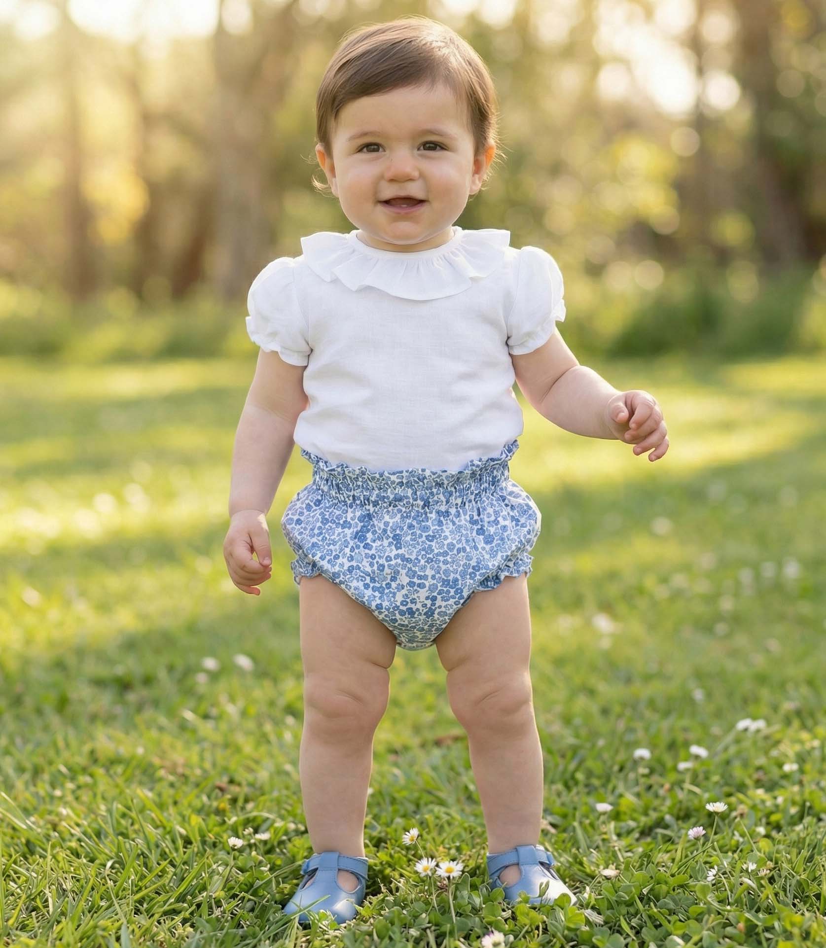 Cubre pañal bebé lili azul y blanco