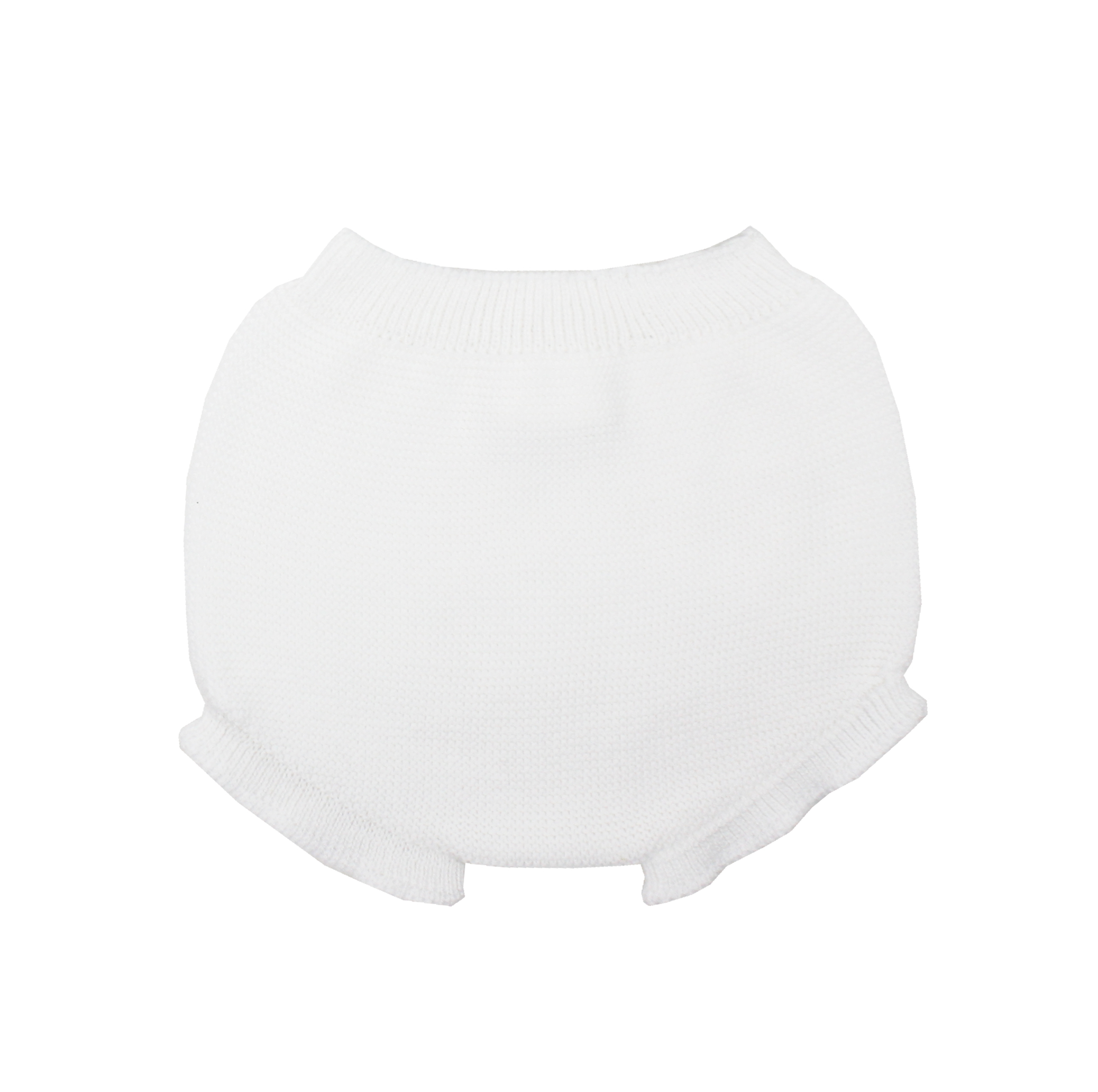 Cubre pañal blanco de punto perlé con volantes