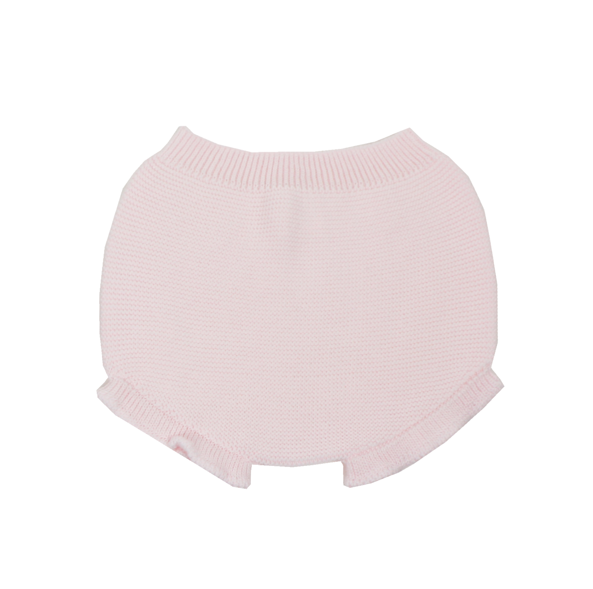 Cubre pañal rosa de punto perlé con volantes
