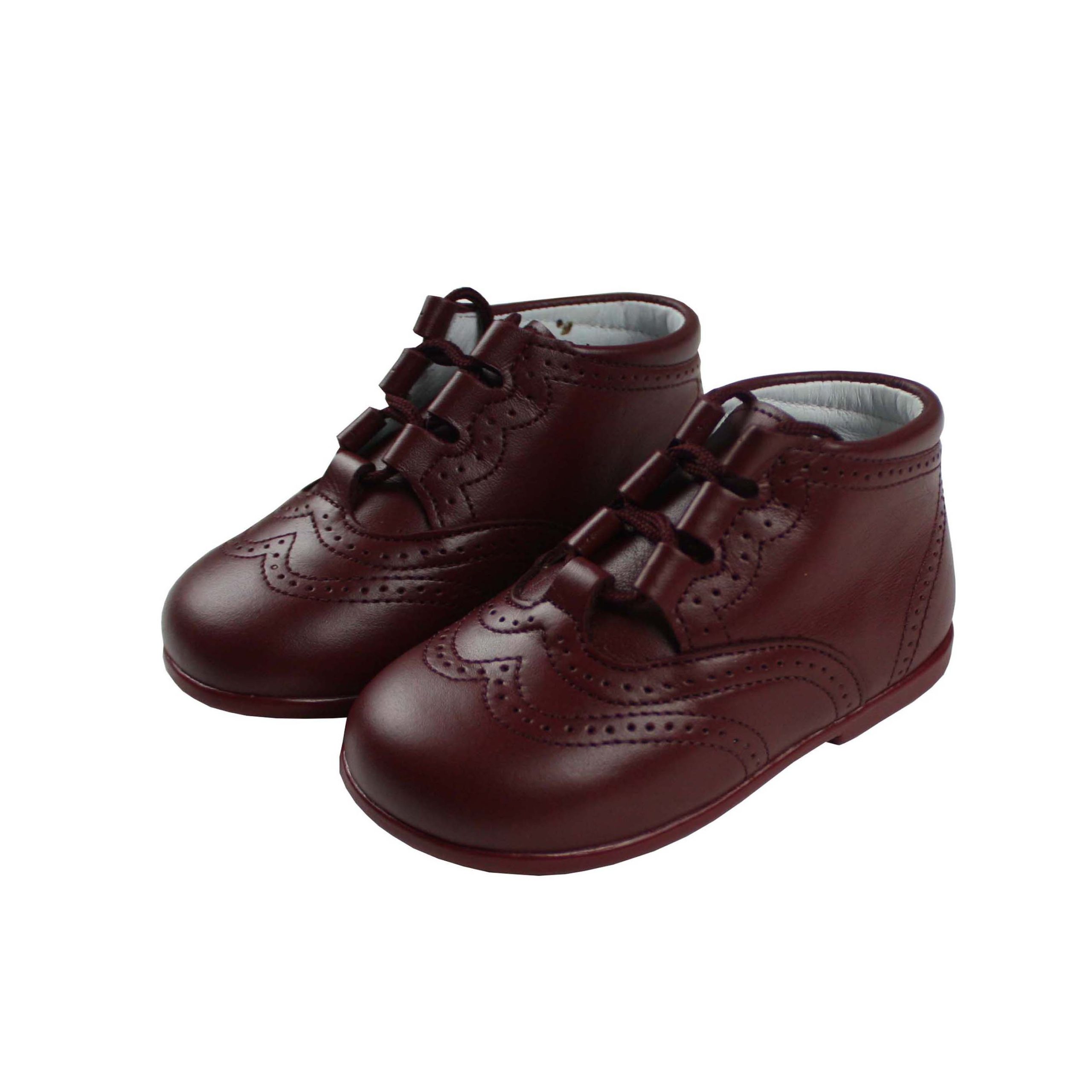 Zapato piel bota gales burdeos