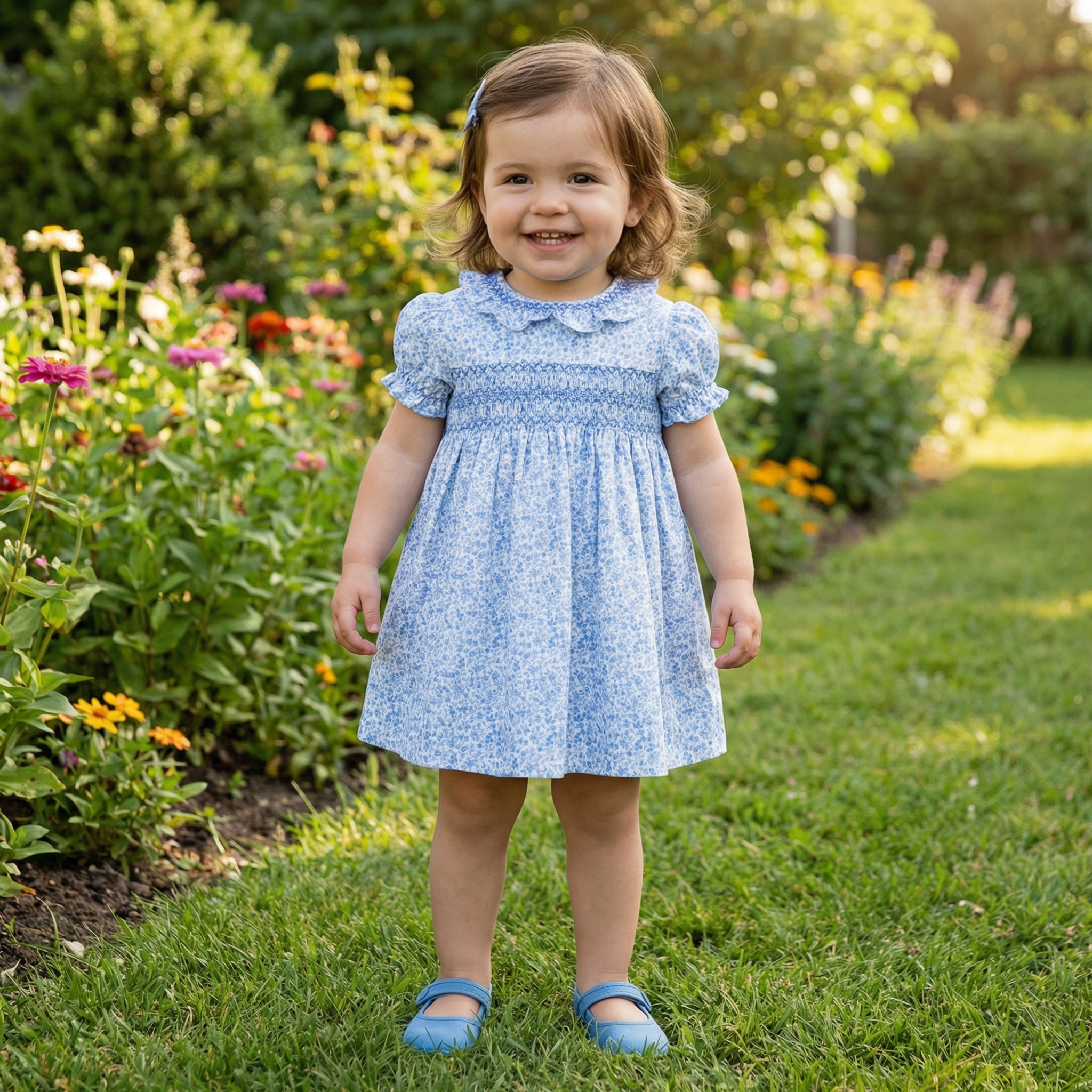 Jesusito Elsa estampado bloom mini azul