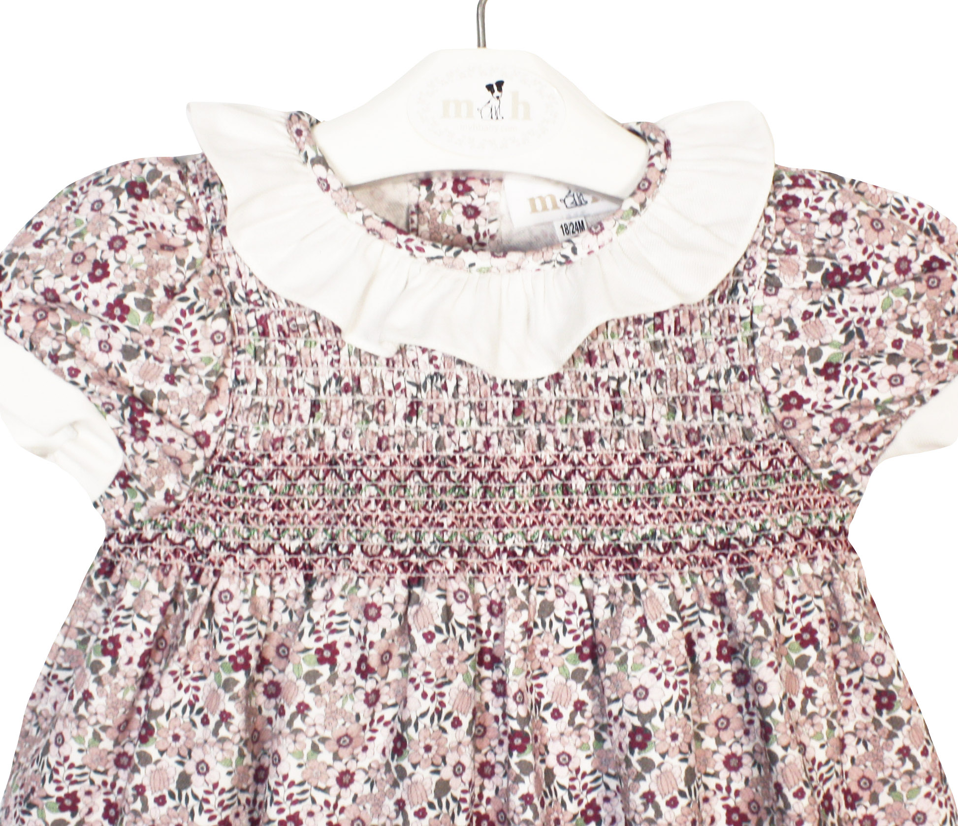 Vestido Flavia flores burdeos y rosas