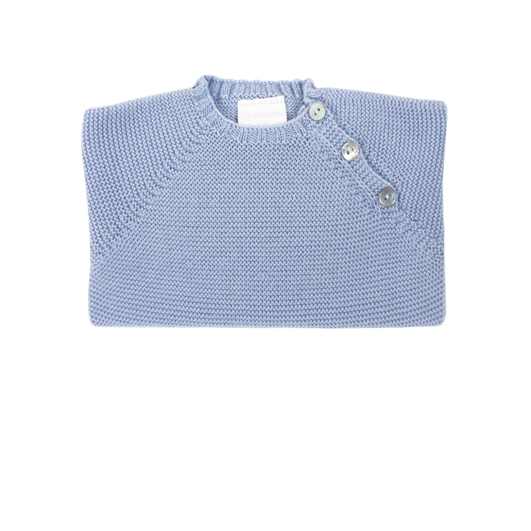 Jersey botones punto perlé azul