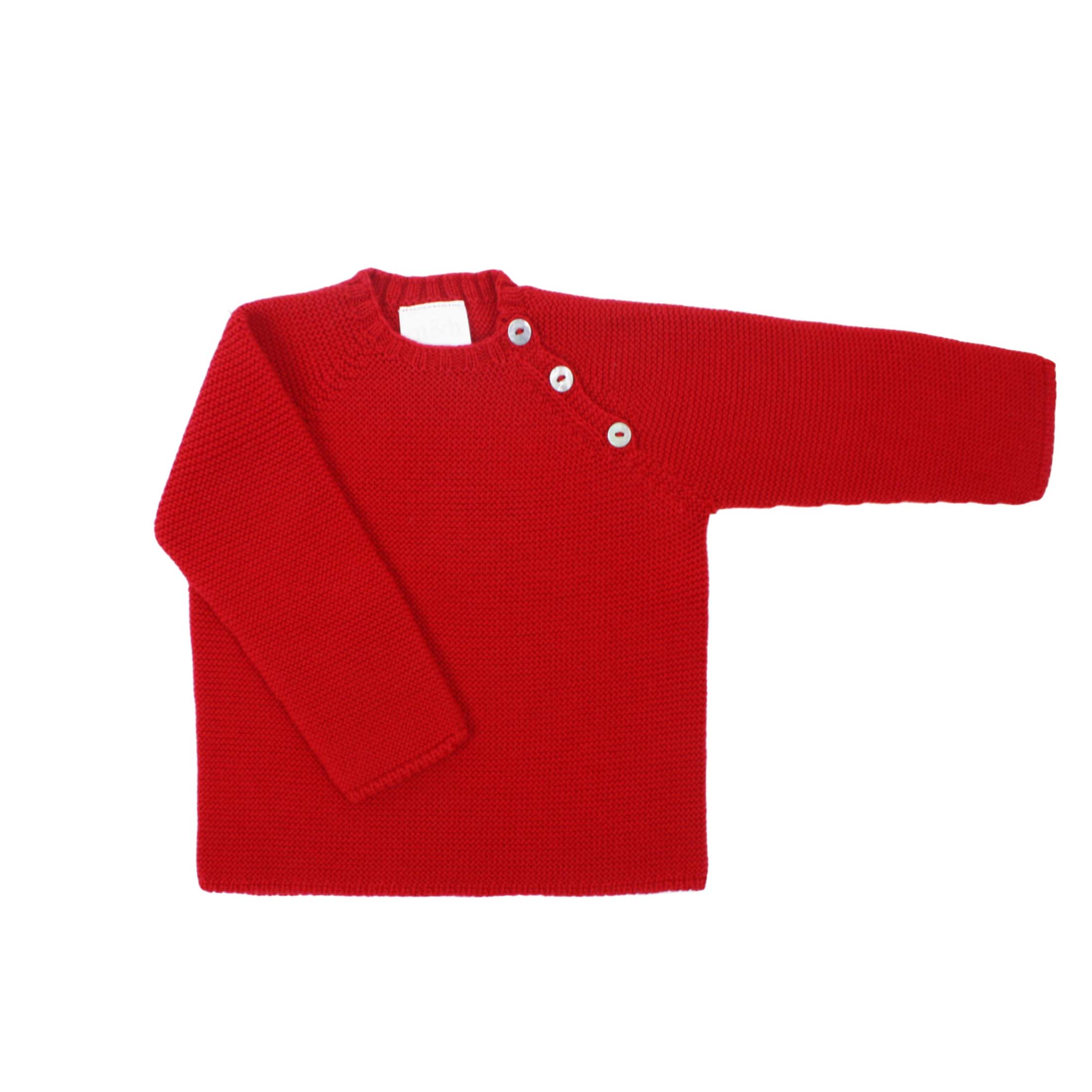 Jersey botones punto perlé rojo