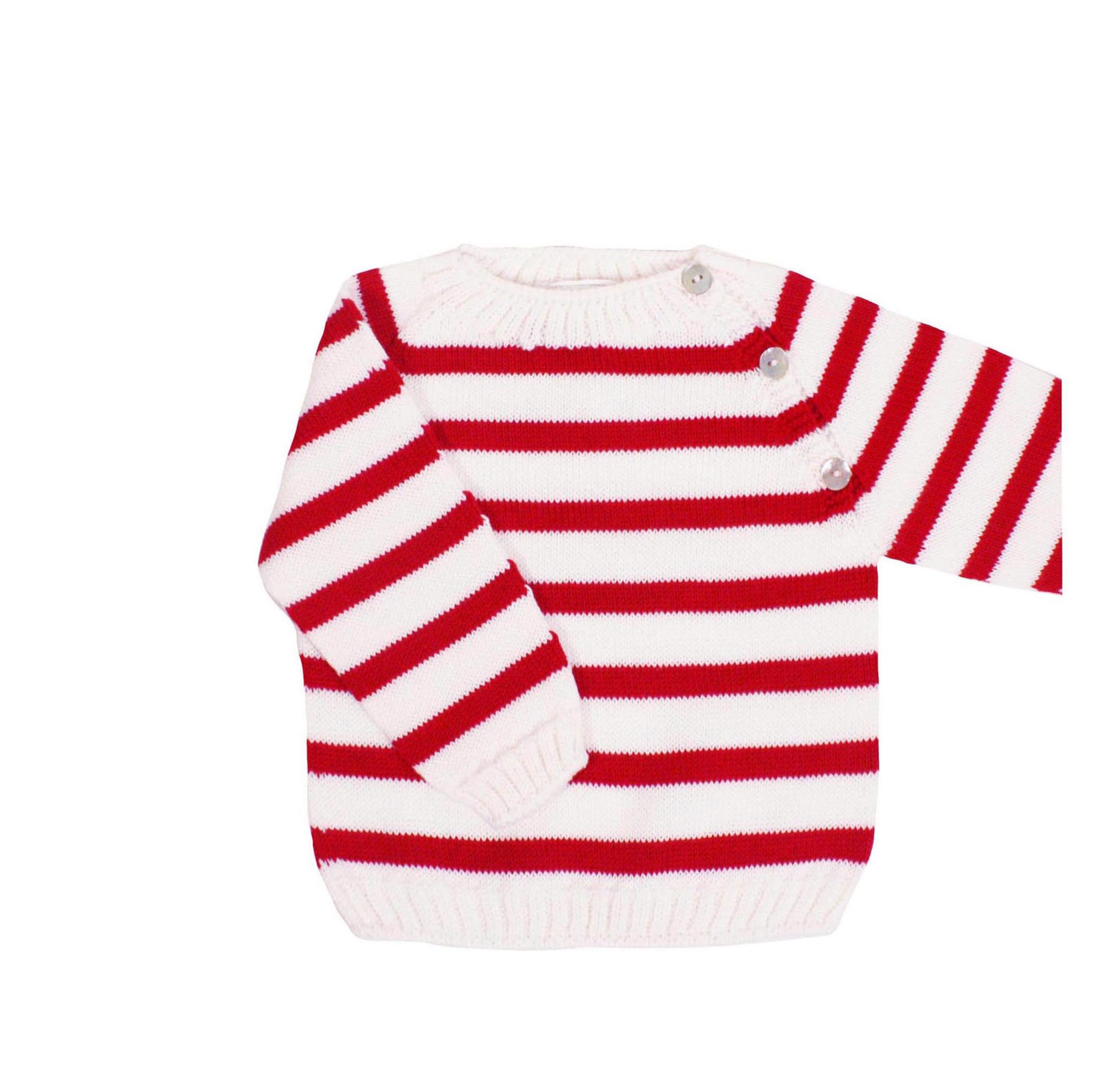 Jersey marinero en blanco con raya roja