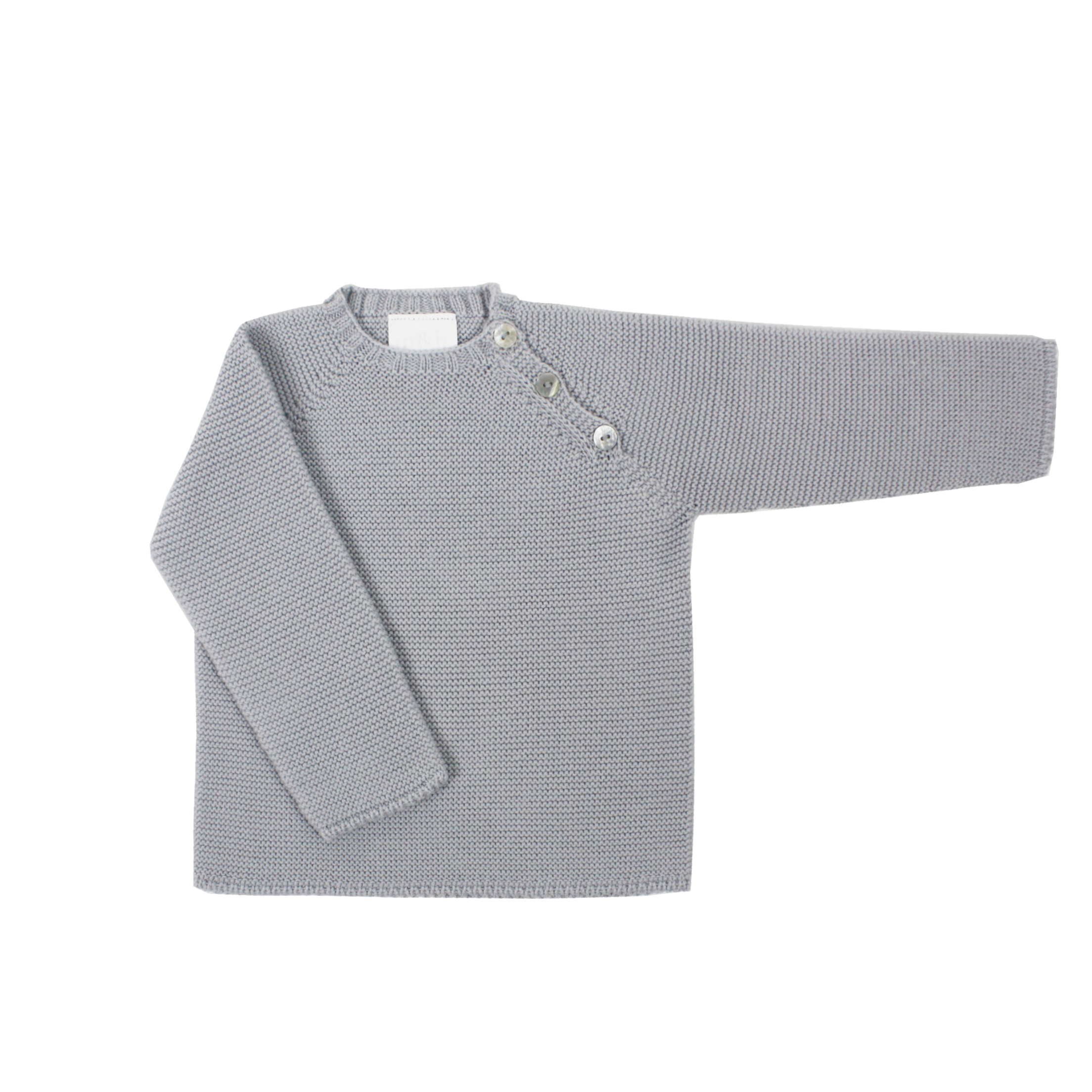 Jersey botones punto perlé gris claro