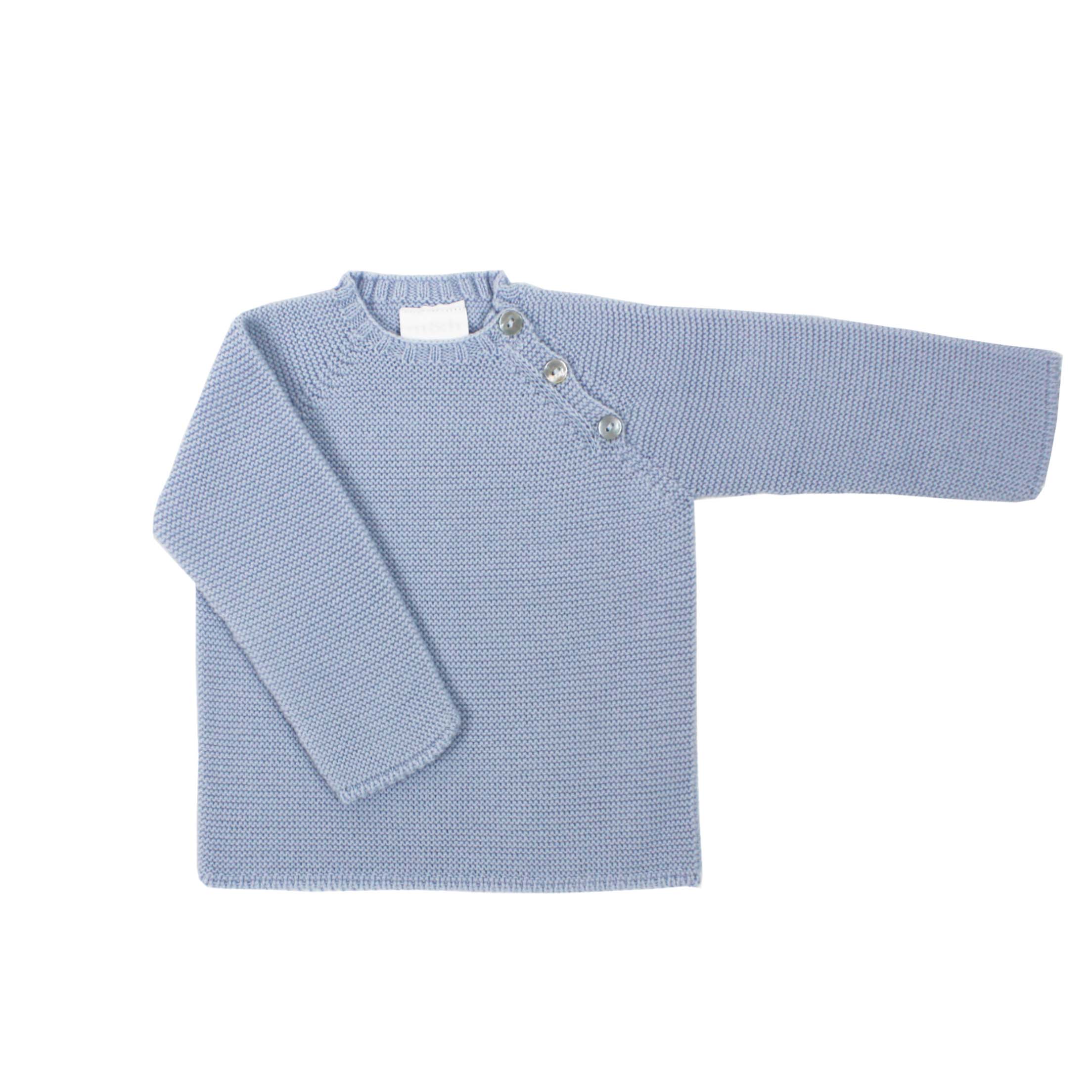 Jersey botones punto perlé azul