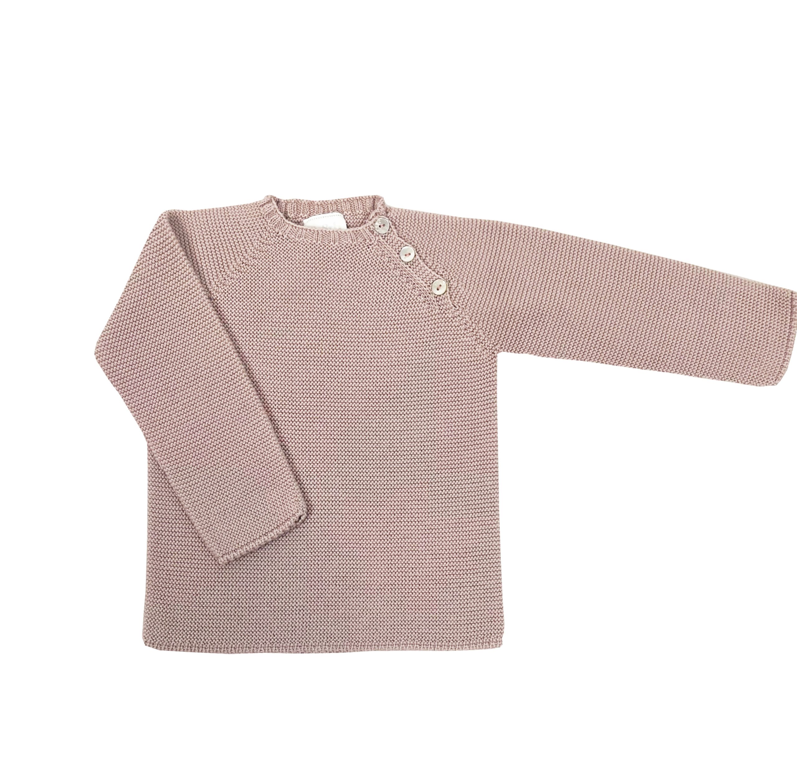 Jersey botones punto perlé rosa palo
