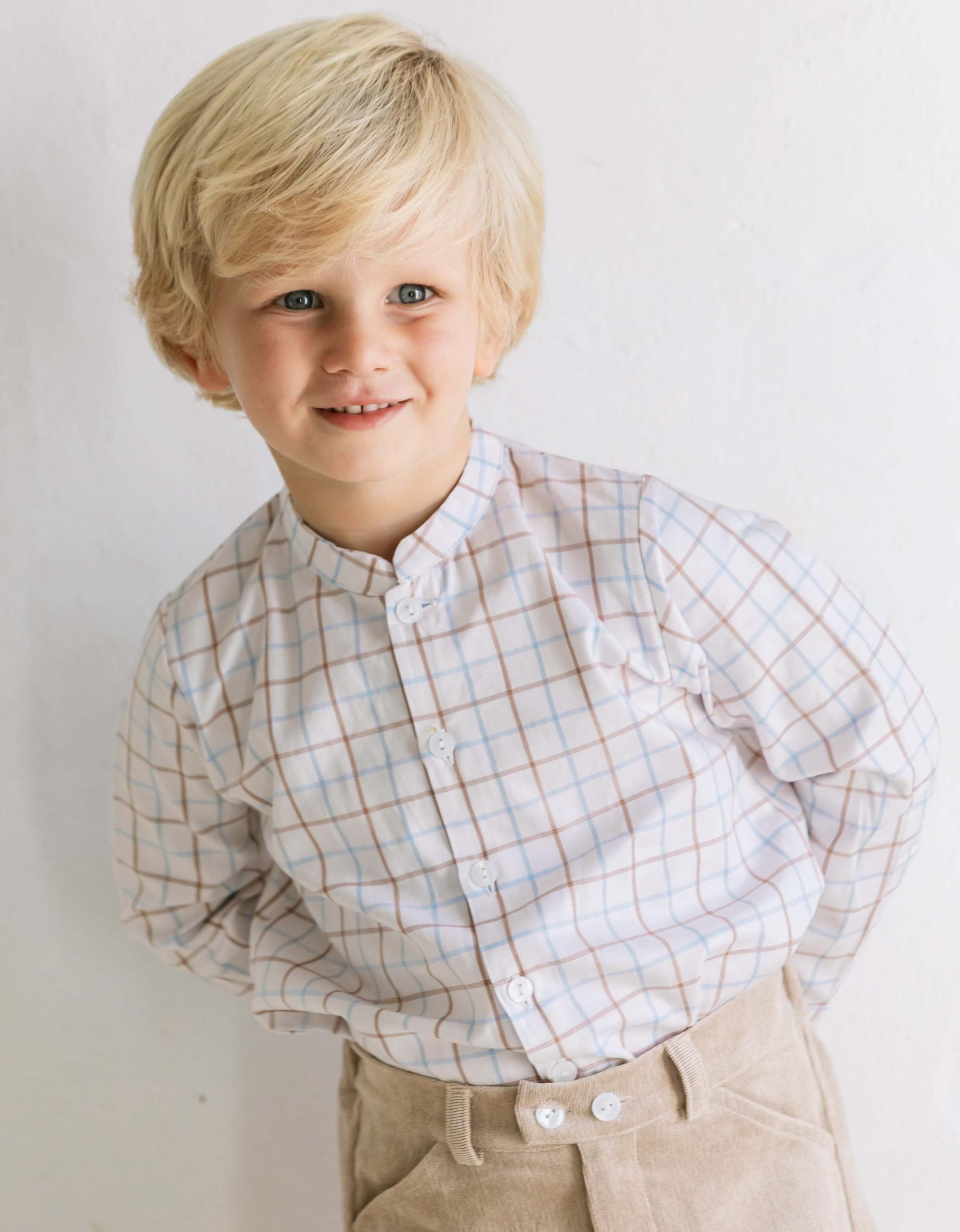 Camisa mao cuadros grandes en arena y azul