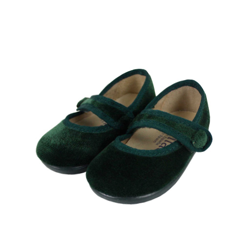 Mercedita terciopelo verde con botón