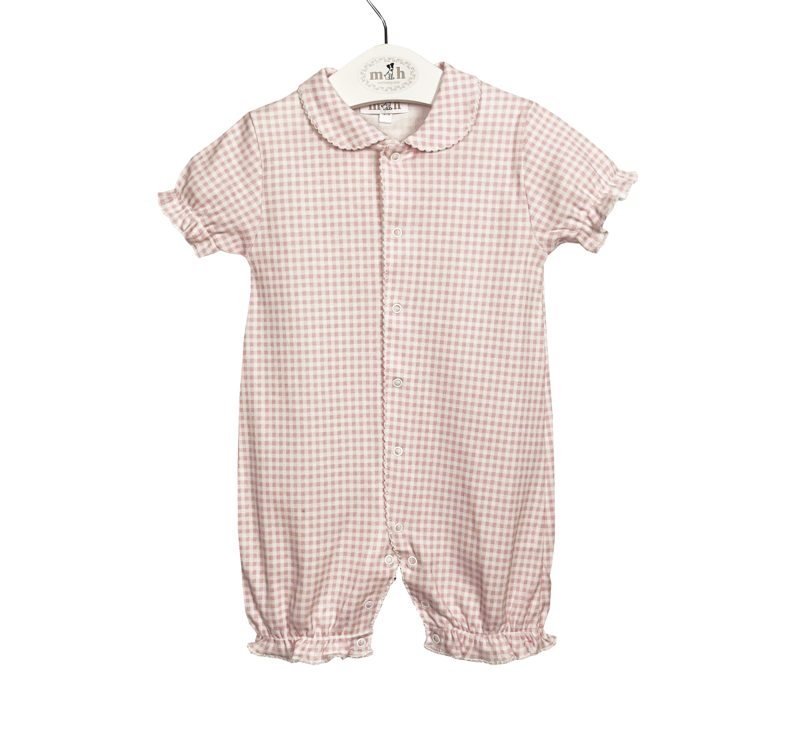 Pijama corto cuadrito rosa