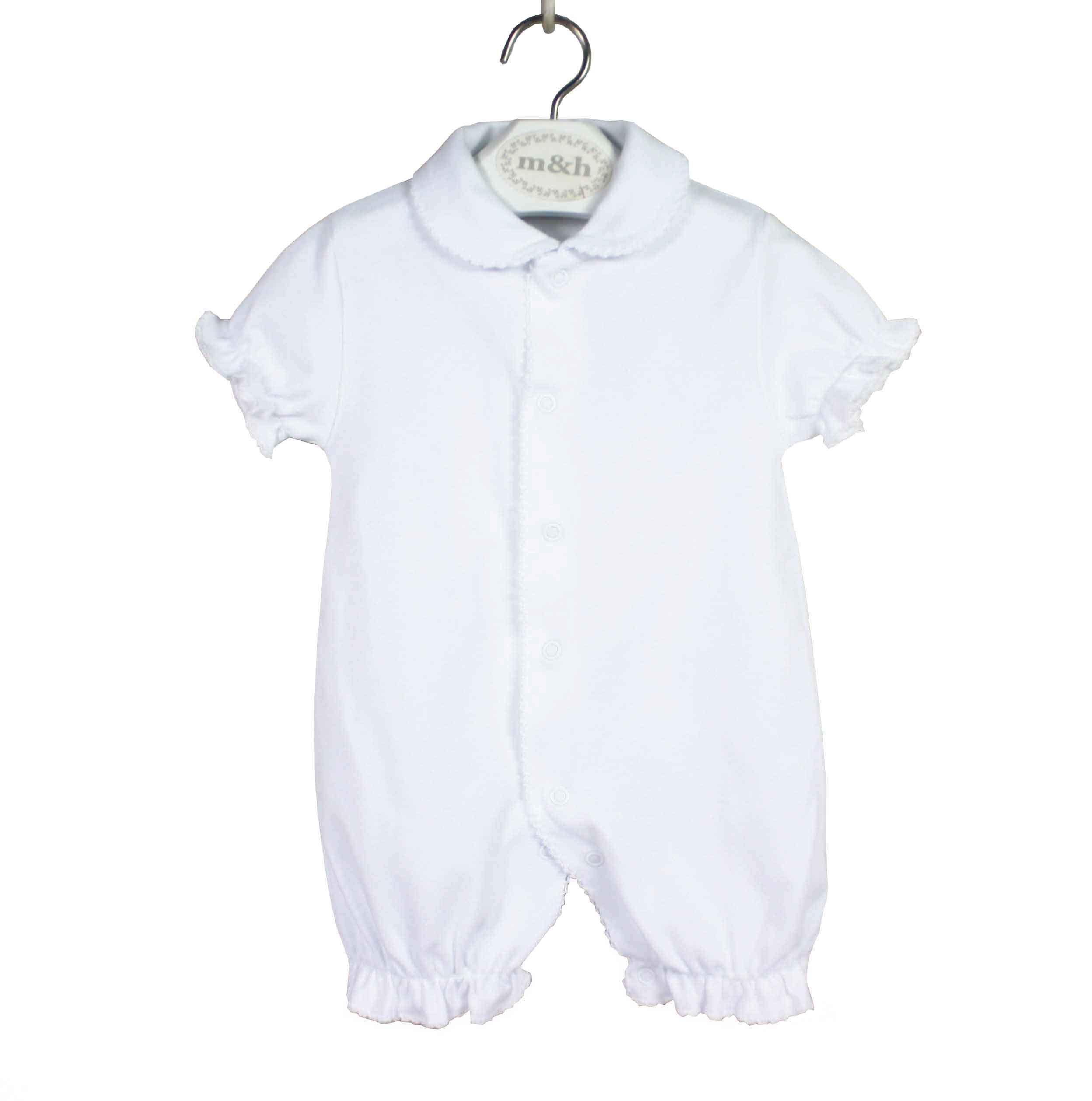 Pijama corto m&h bordado blanco