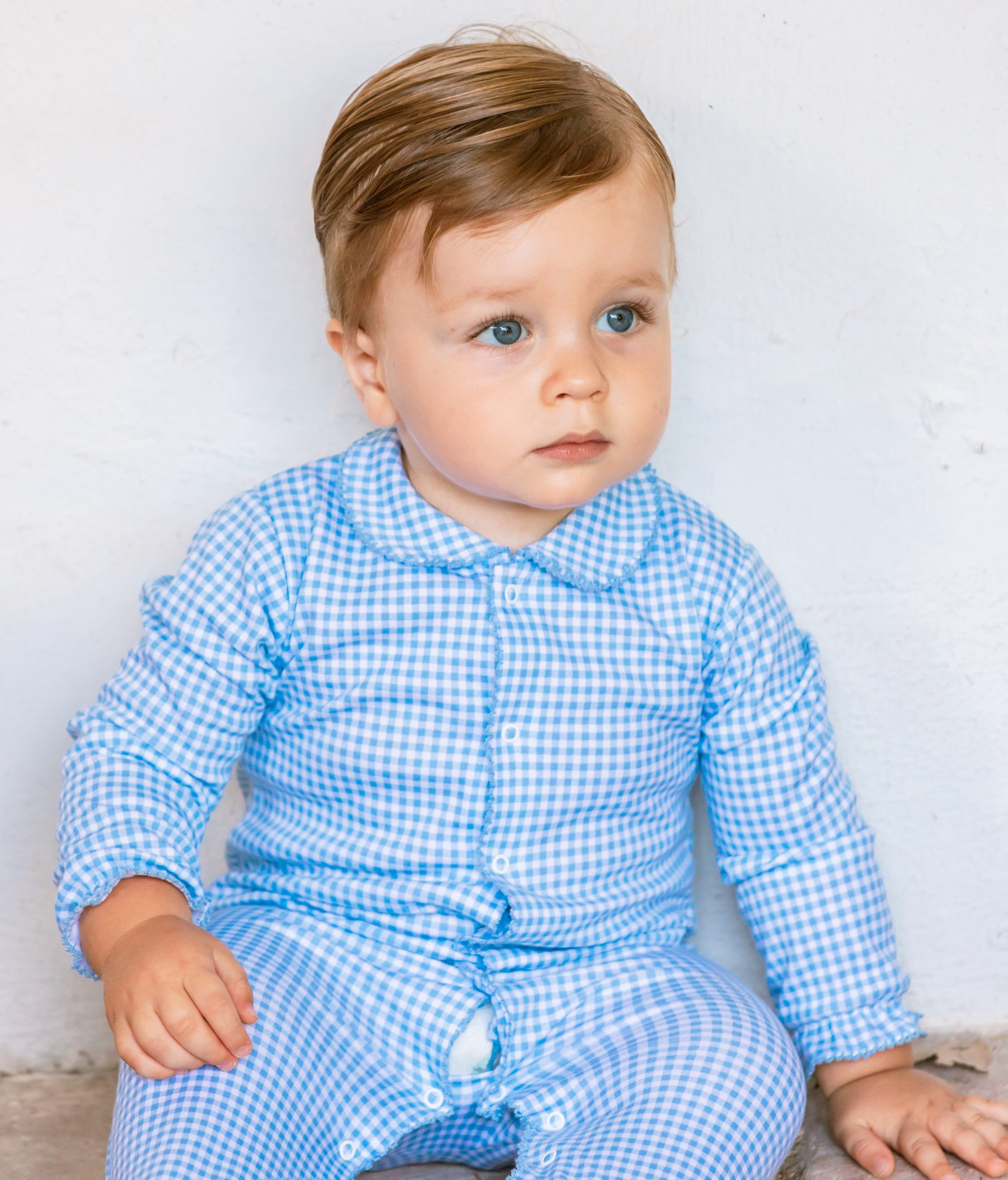 Pijama largo cuadro azul