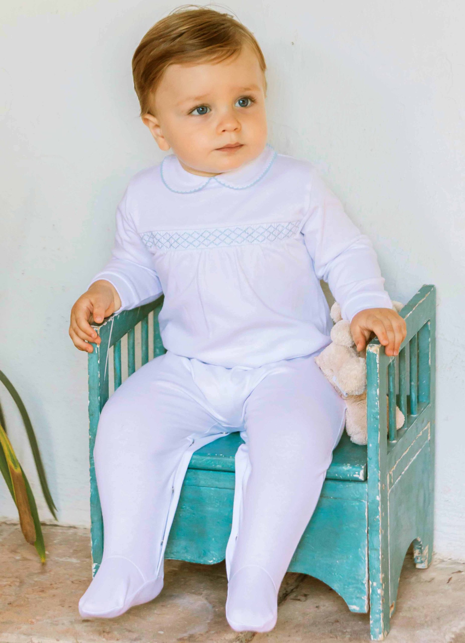 Pijama nido de abeja azul