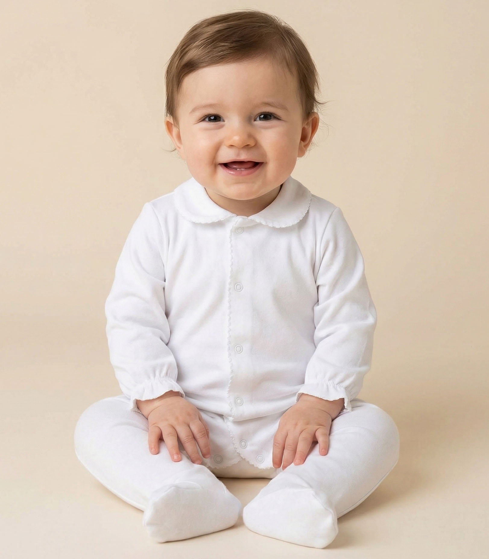 Pijama largo m&h rematado en blanco