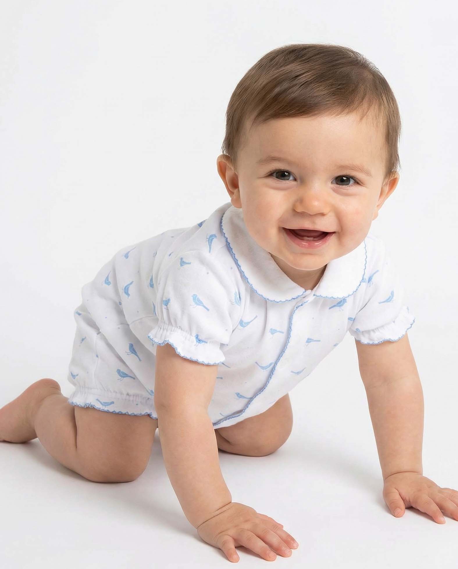 Pijama corto pájaro azul