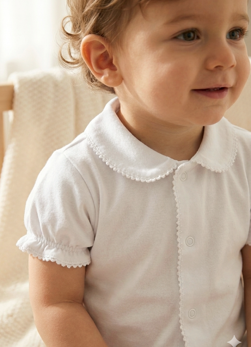 Pijama corto m&h bordado blanco