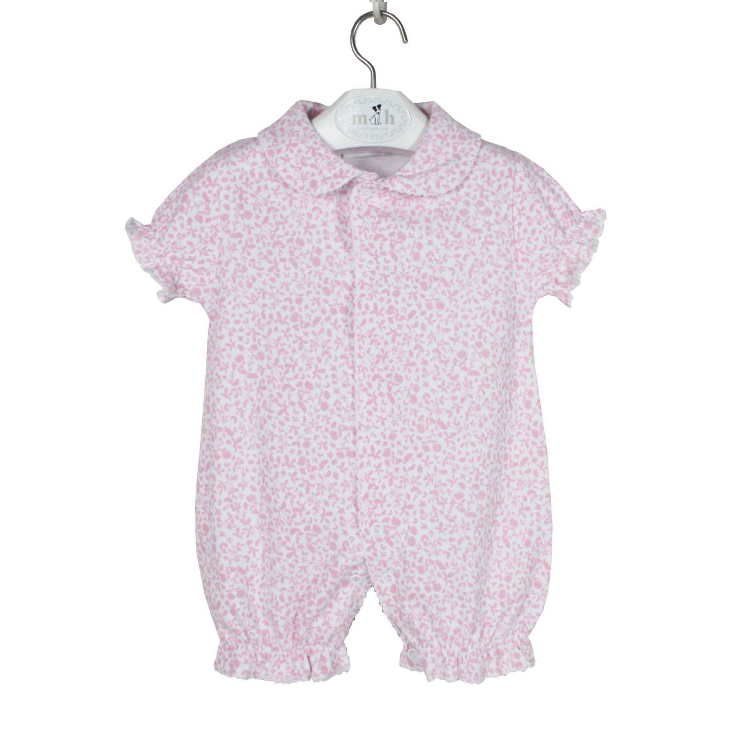 Pijama corto con hojitas rosas