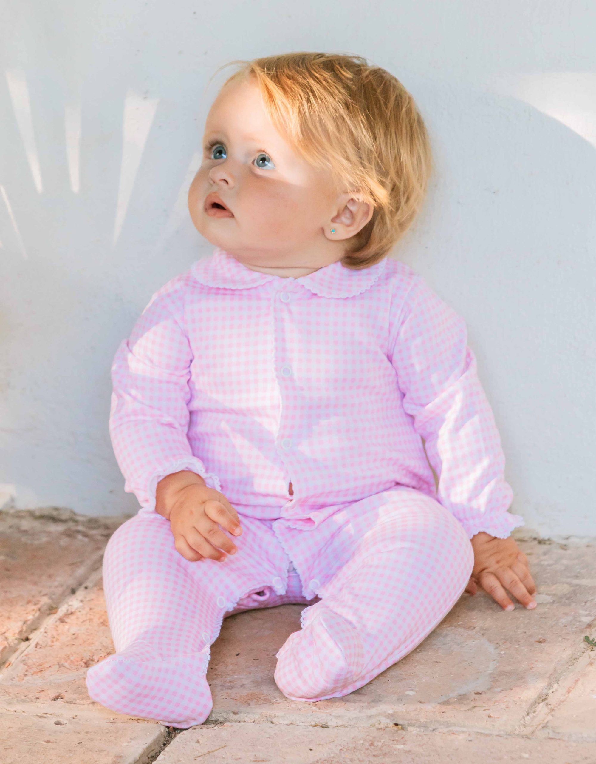 Pijama largo cuadro rosa