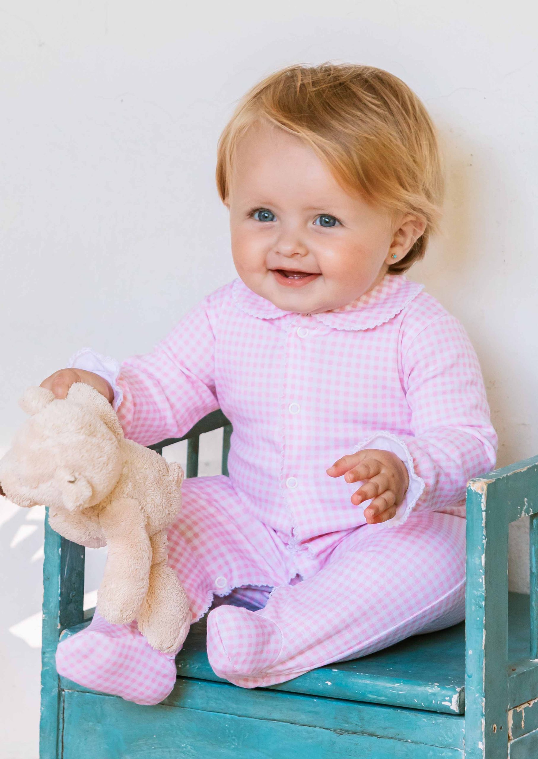 Pijama largo cuadro rosa