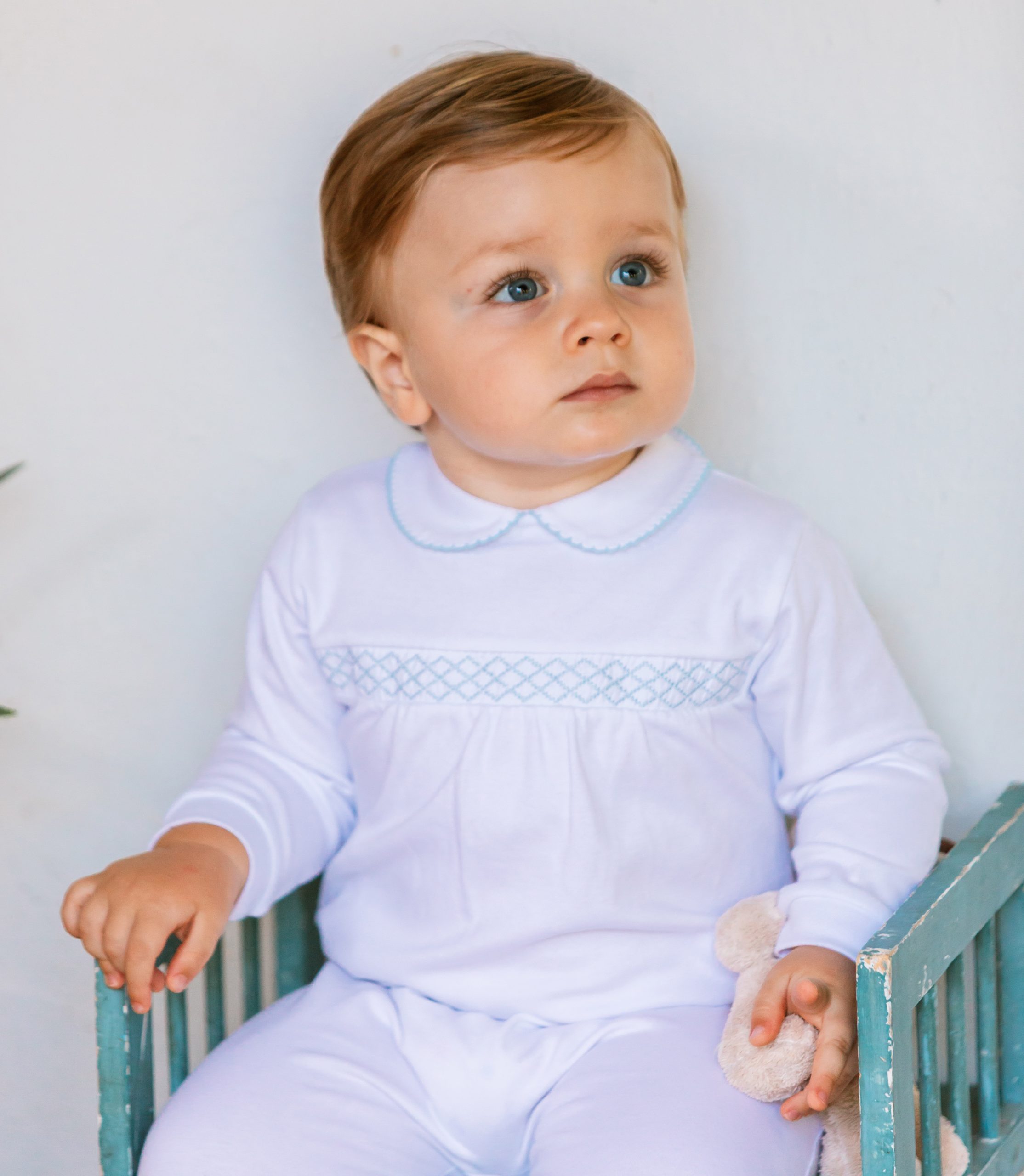 Pijama nido de abeja azul