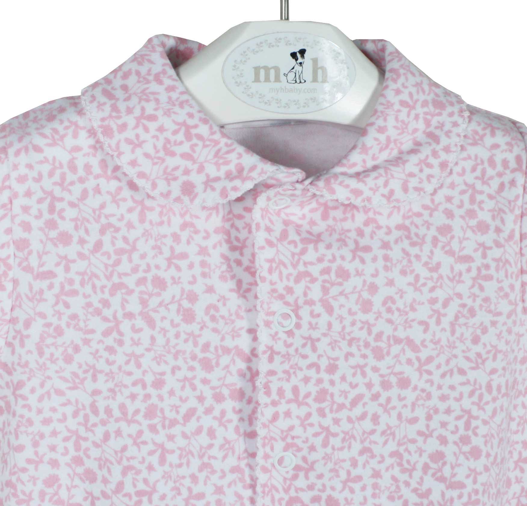 Pijama corto con hojitas rosas