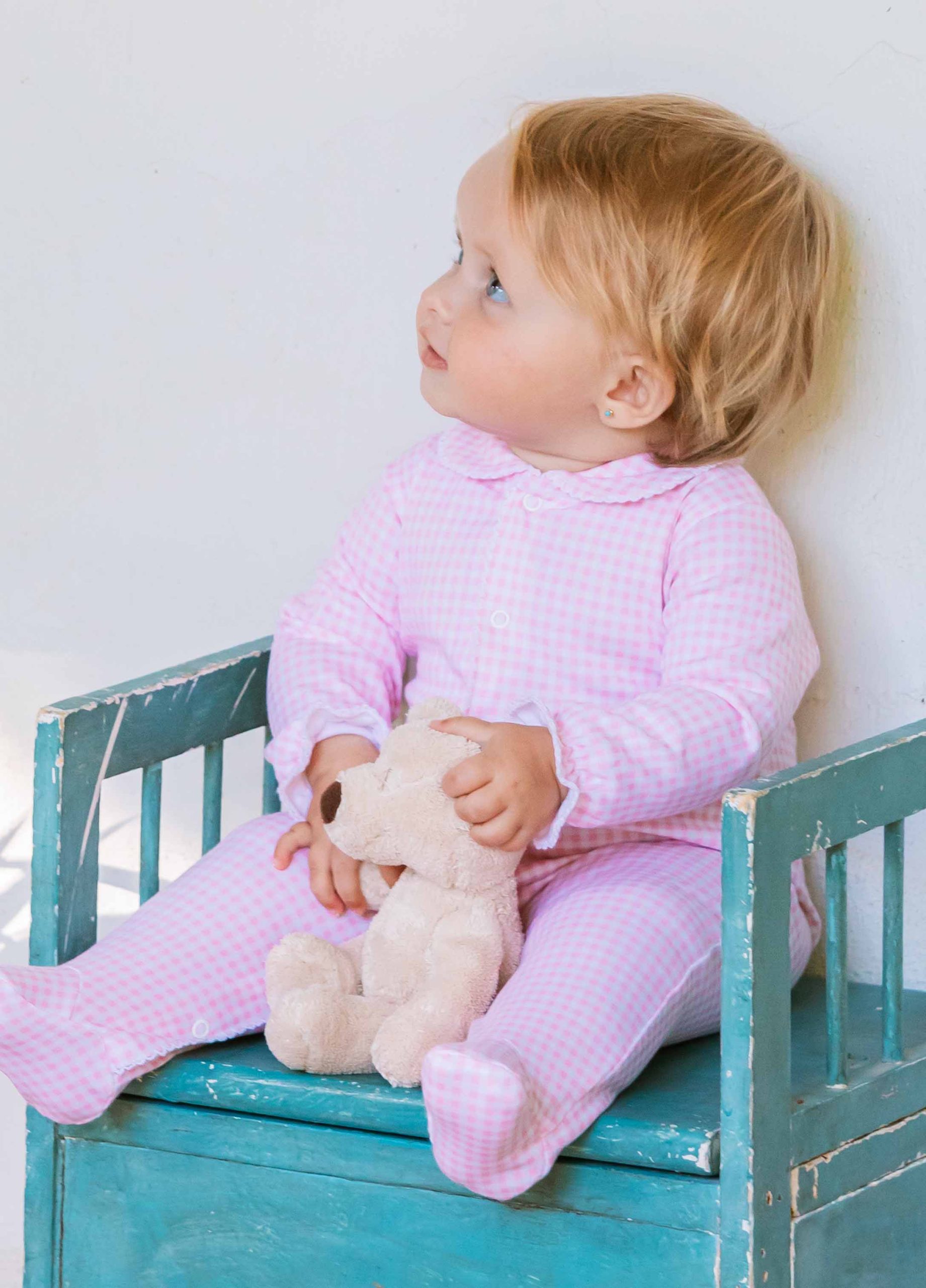 Pijama largo cuadro rosa