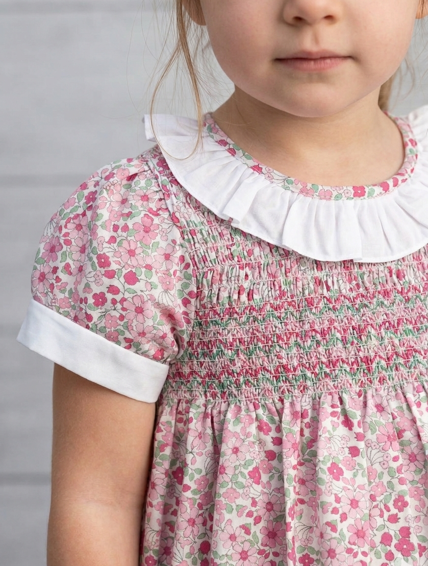 Vestido Flavia estampado rosa y verde