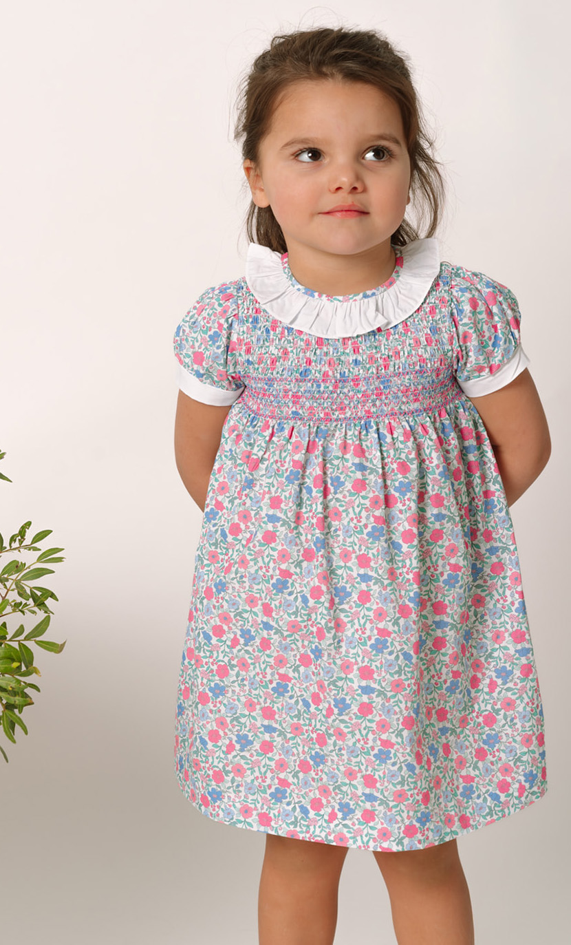 Vestido Flavia estampado Hera fucsia y azul