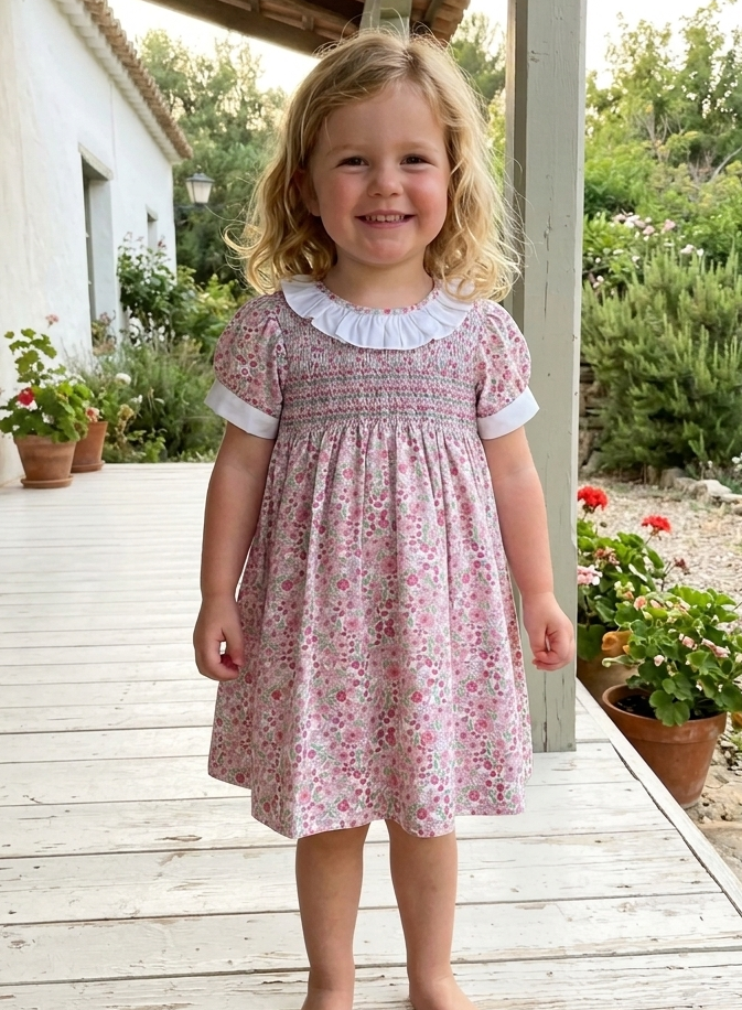 Vestido Flavia estampado rosa y verde