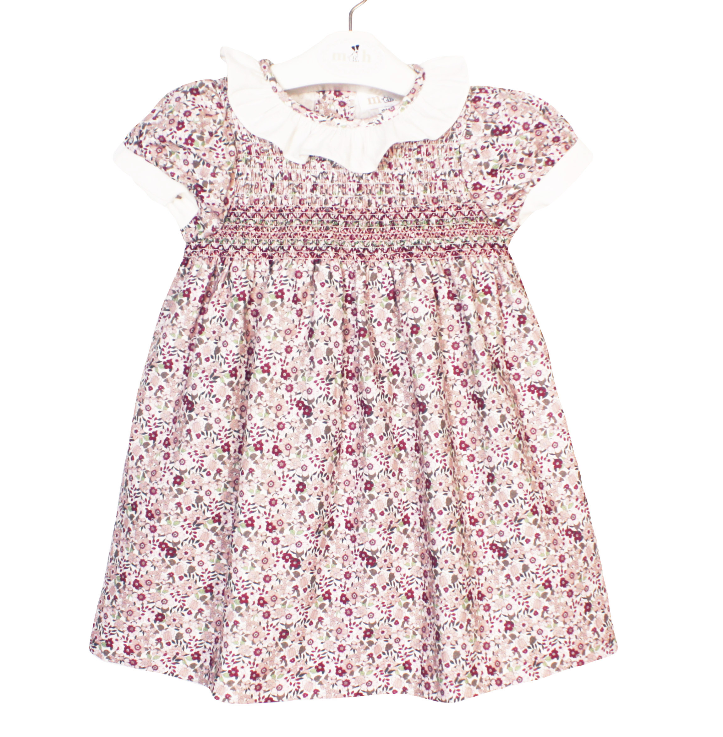 Vestido Flavia flores burdeos y rosas