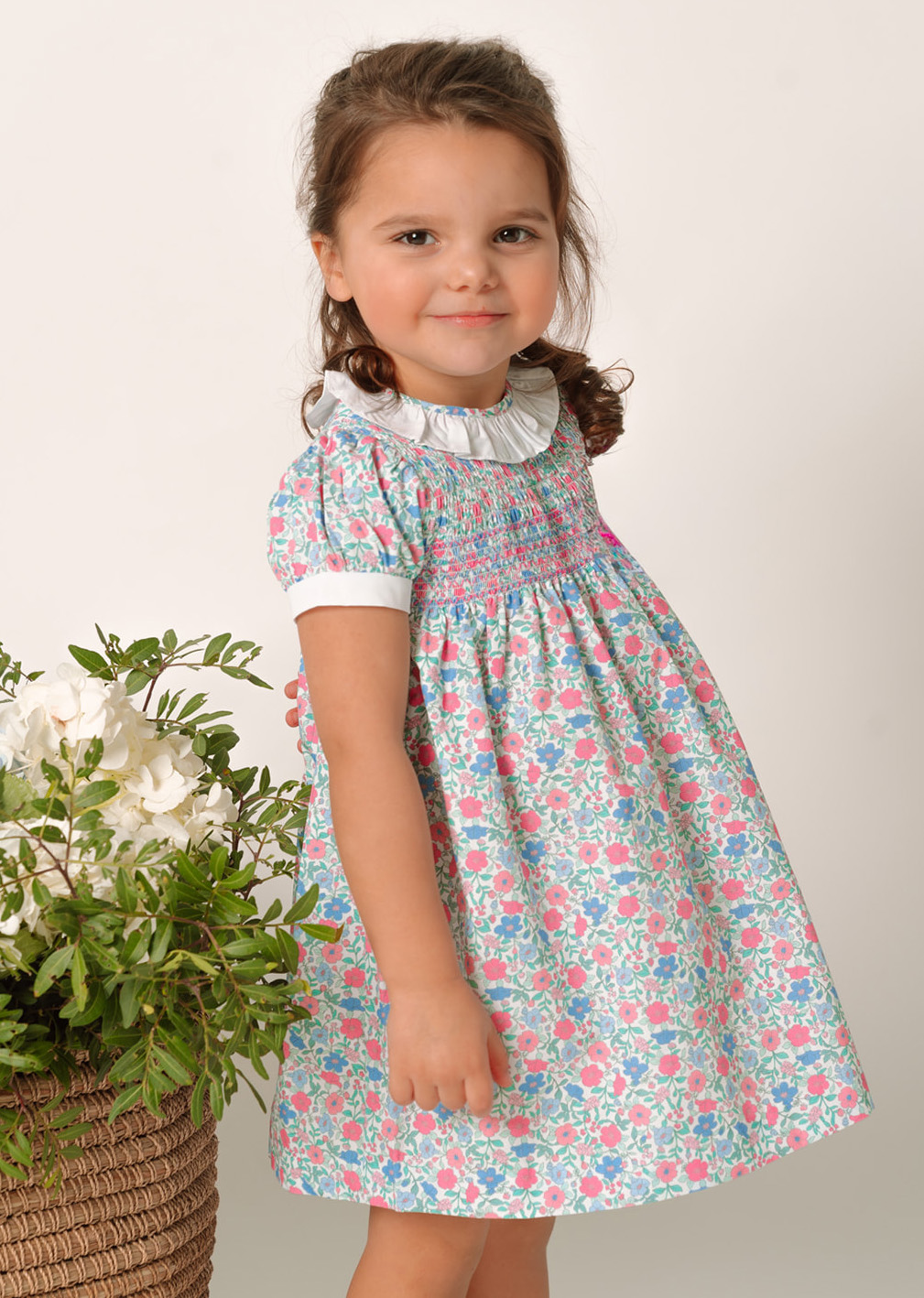 Vestido Flavia estampado Hera fucsia y azul