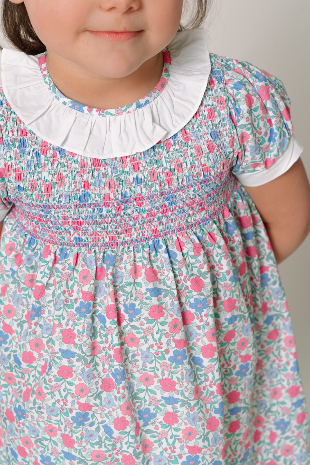 Vestido Flavia estampado Hera fucsia y azul