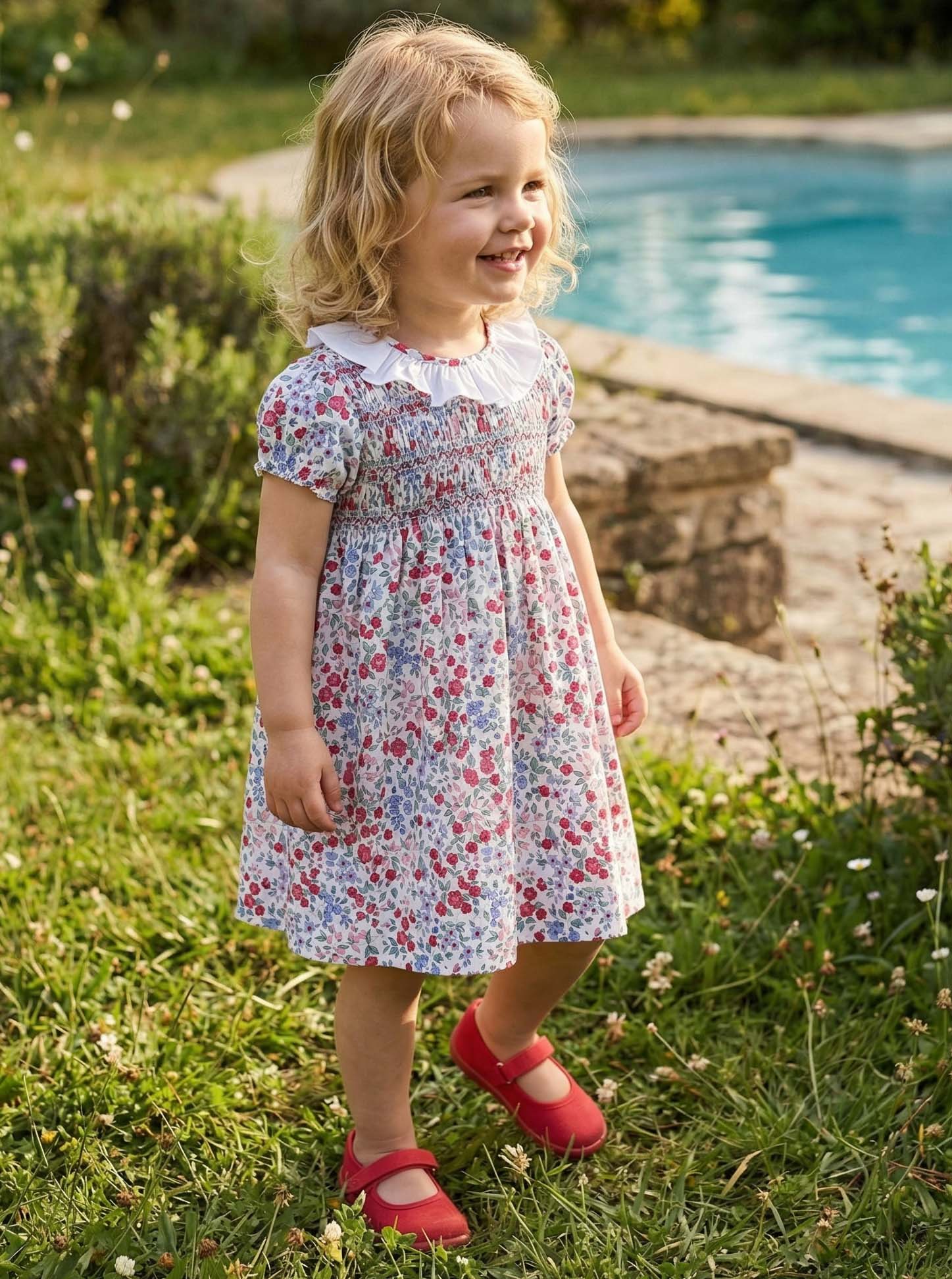 Vestido Margui flores rosas y azules