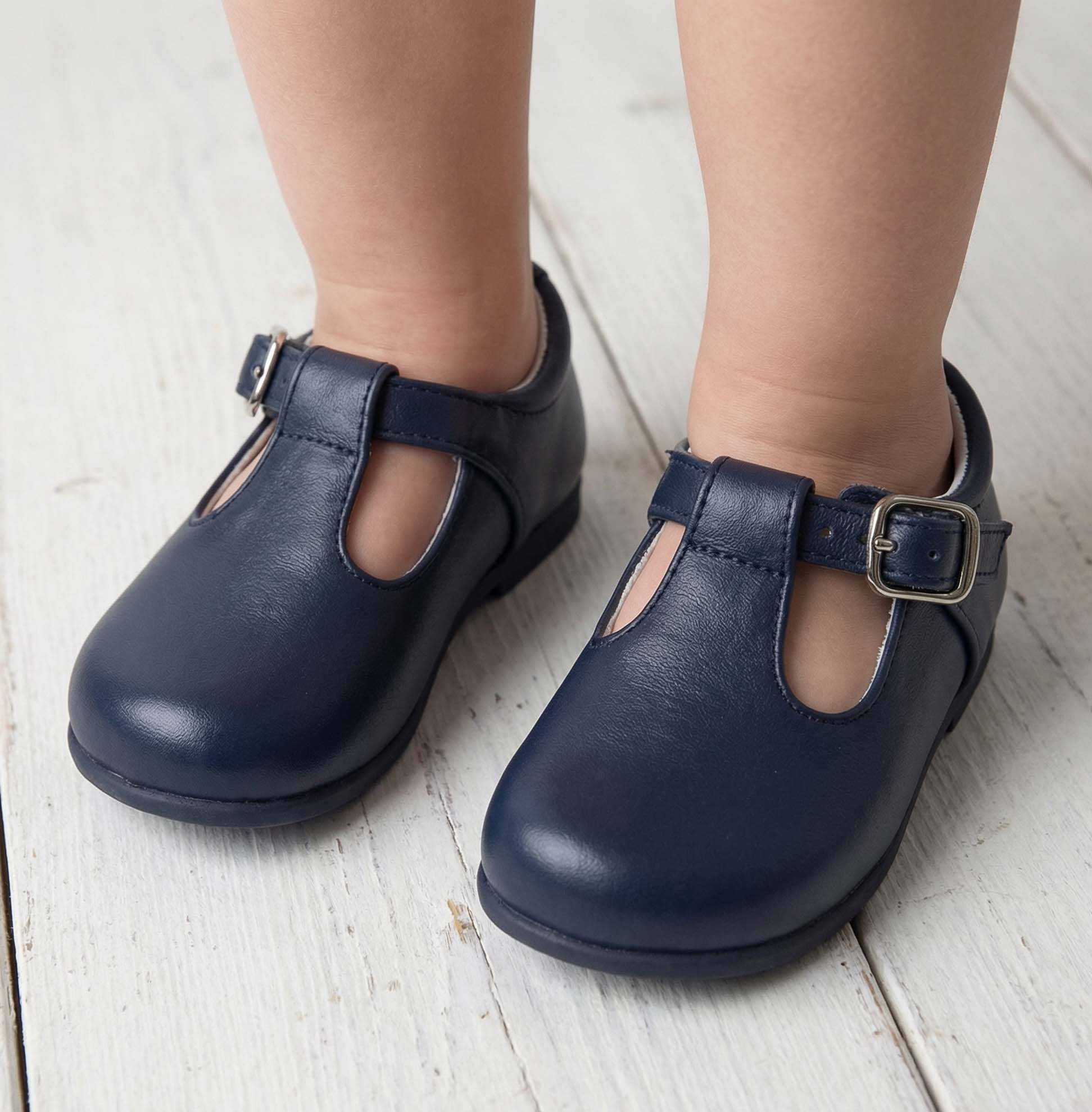 Zapato piel pepito azul marino